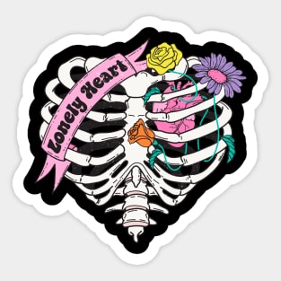 Lonely Heart Skeleton Heart Anti Love Anti Valentines Day Sticker